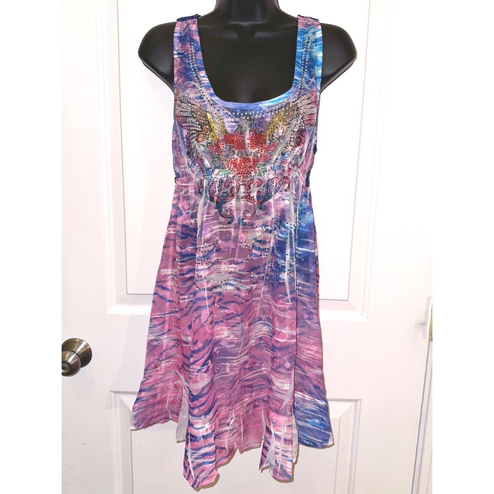S-Twelve pink & blue tank top dress